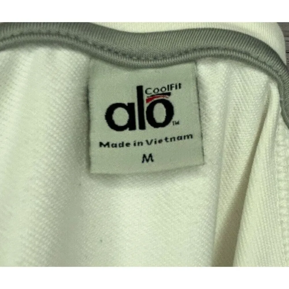 ALO coolfit yoga athletic womens jacket white full zip Sz Medium With‎ Logo